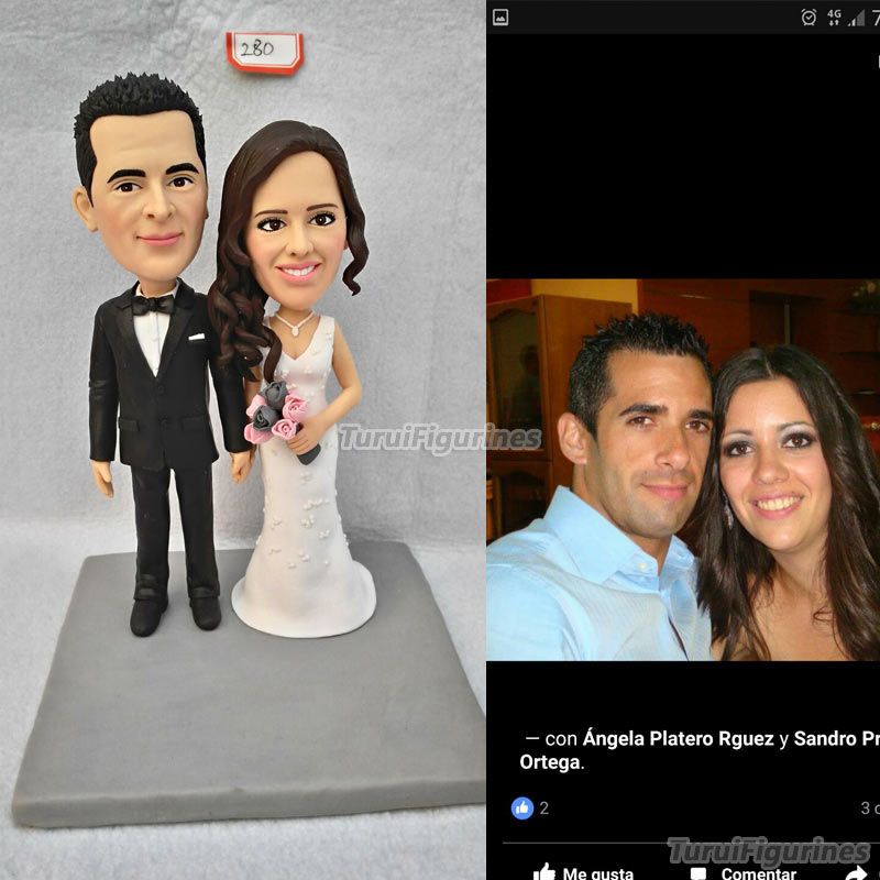 Ooak Polymer Clay Doll Motorbike Wedding Anniversary Cake Topper