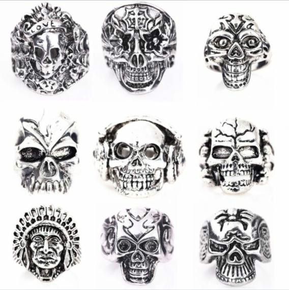 Retro Gothic Skull Ring: Carved Punk Style Antiqued.. - Image 4