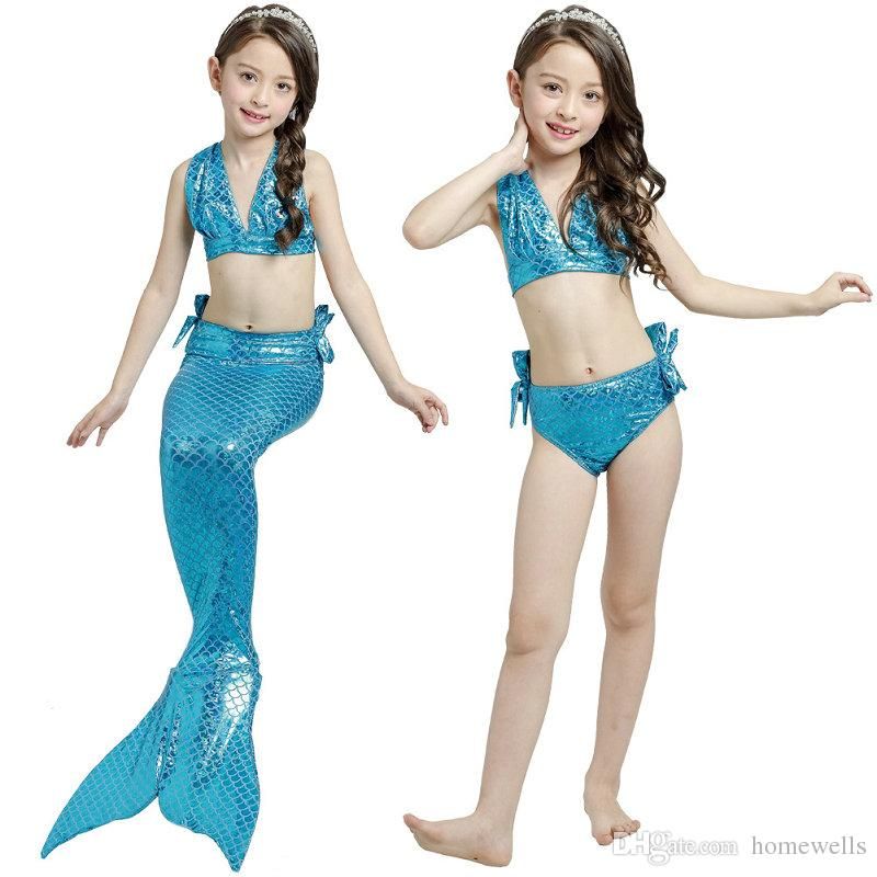 Compra online de 3pcs/set meninas sereia cauda maiô crianças a