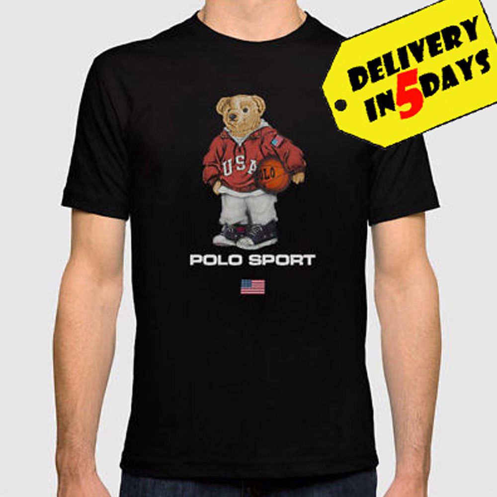 Polo Bear Vintage Mens Black T Shirt 