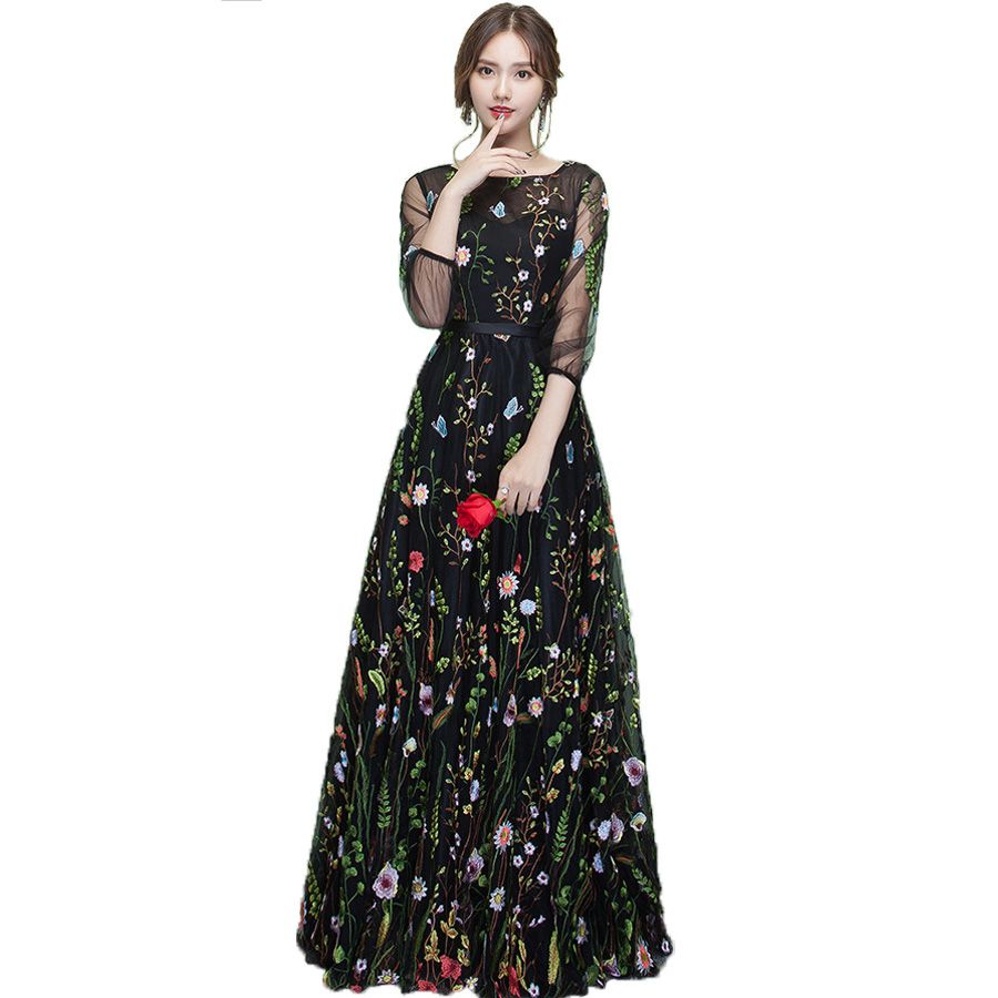 black printed gown