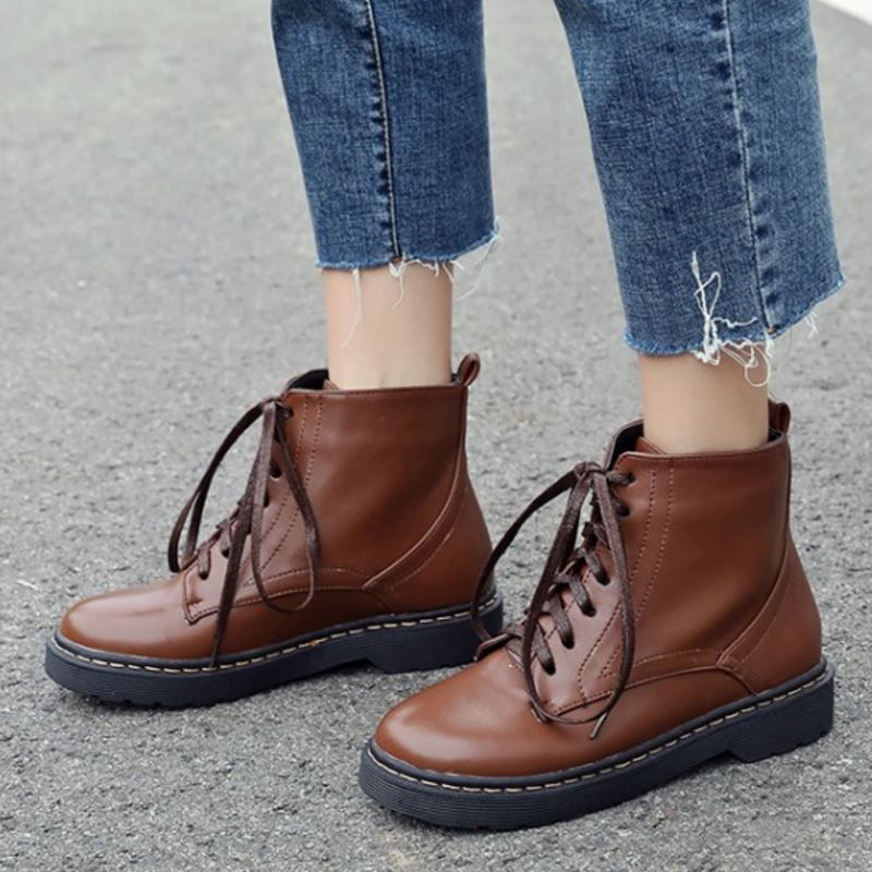 lace up flat ankle boots womens