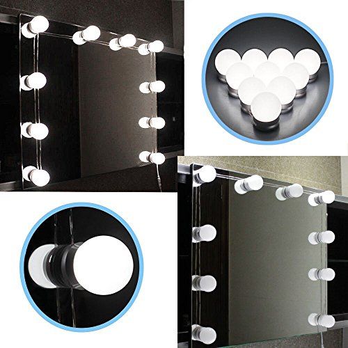 tira de accesorios de iluminación estilo Hollywood con bombillas de luz regulables para tocador de maquillaje espejo de vestidor Luces de espejo de vanidad LED espejo no incluido 