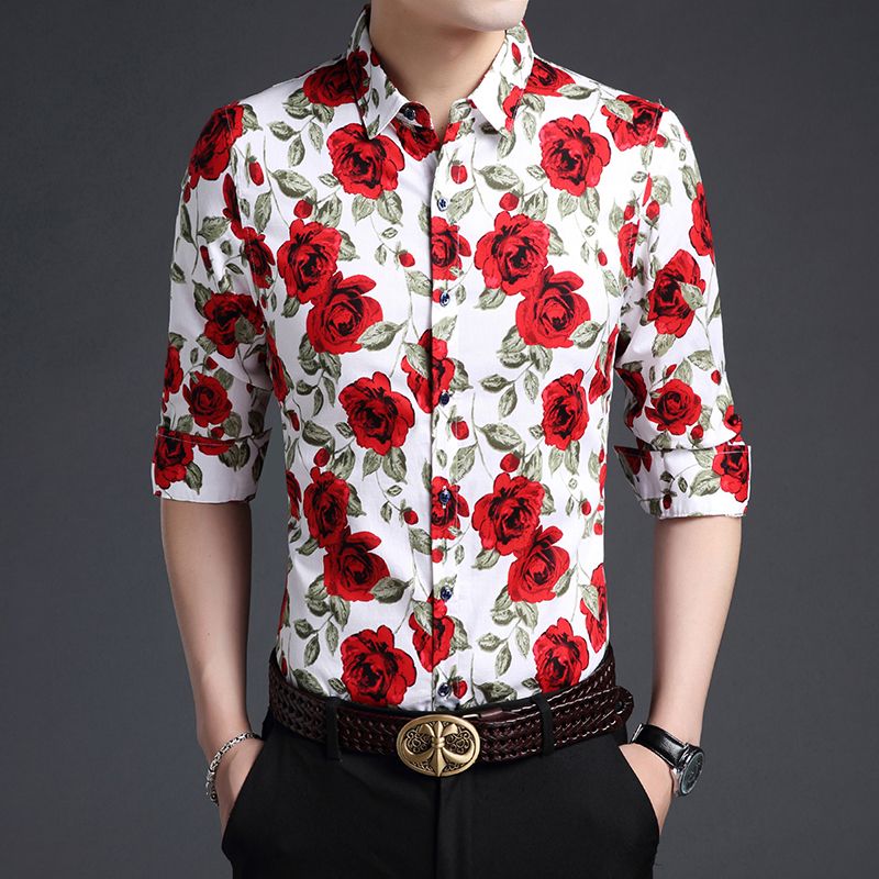 Brand Designer Shirt Mens Button 