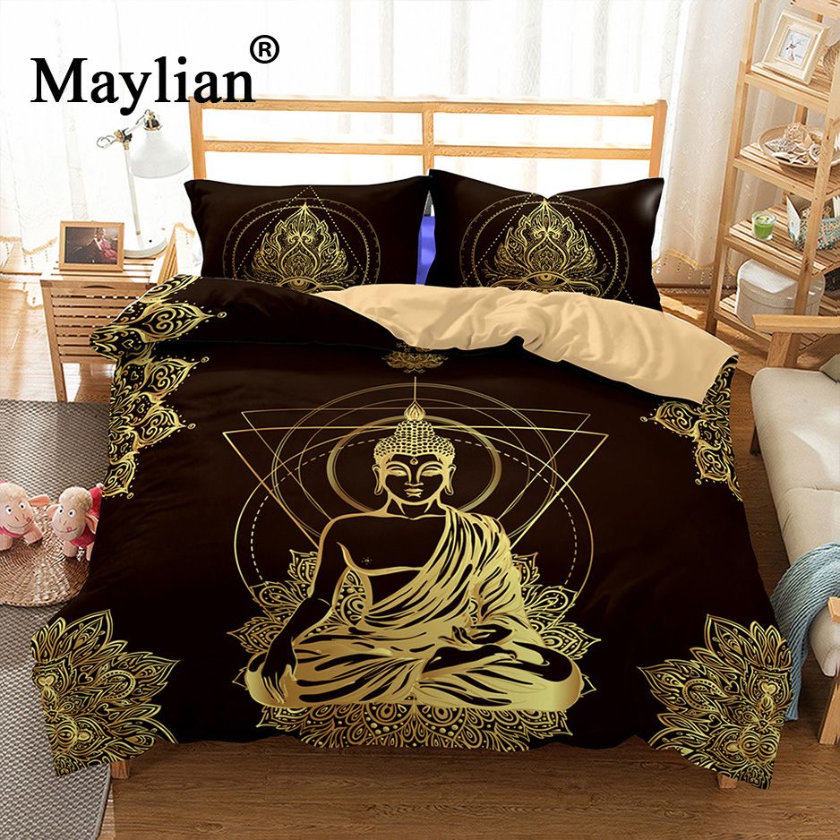 Buddha Bedding Set Mandala Quilt Cover Peace Design Bed Set