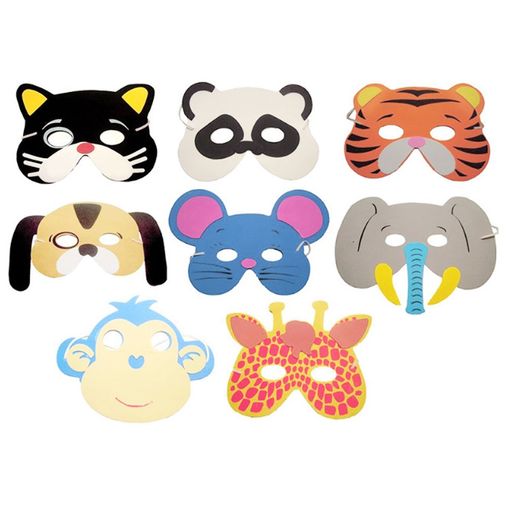 WolinTek Maschere per Animali in Schiuma per Bambini,Confezione da 12 Pezzi per Feste Festa di Compleanno,Halloween 