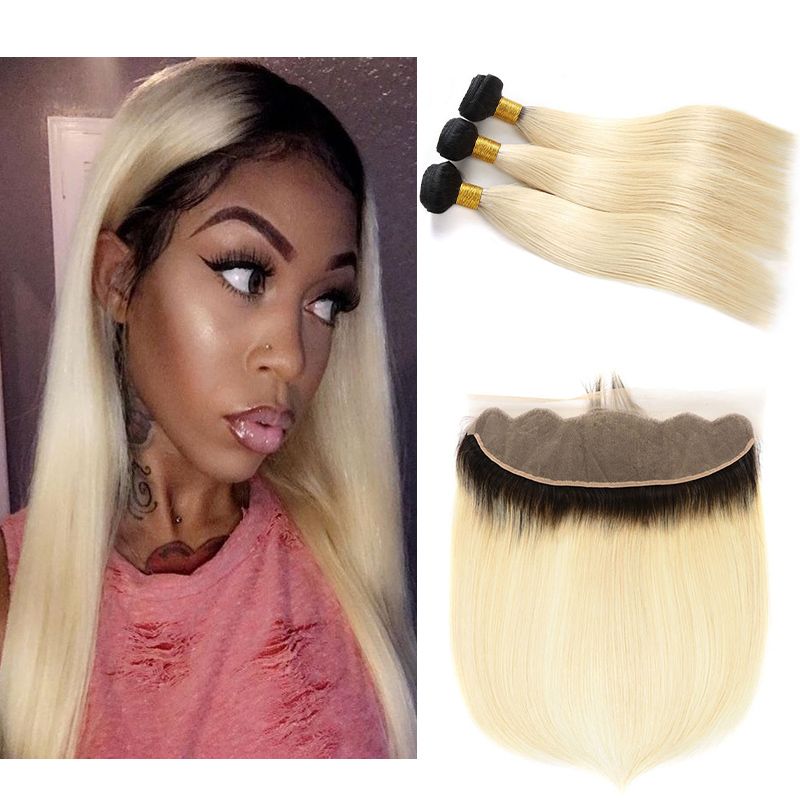 2020 Ombre 1b 613 Dark Roots Blonde Hair With Ear To Ear 13 4 Full Lace Frontal Closure With 3 Bundles Straight Human Hair Weaves From Cutevirginhair 83 07 Dhgate Com