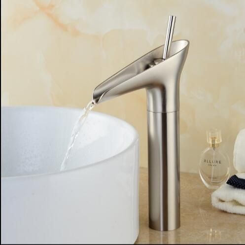 2019 Contemporary High Modern Open Spout Waterfall Tap Bathroom