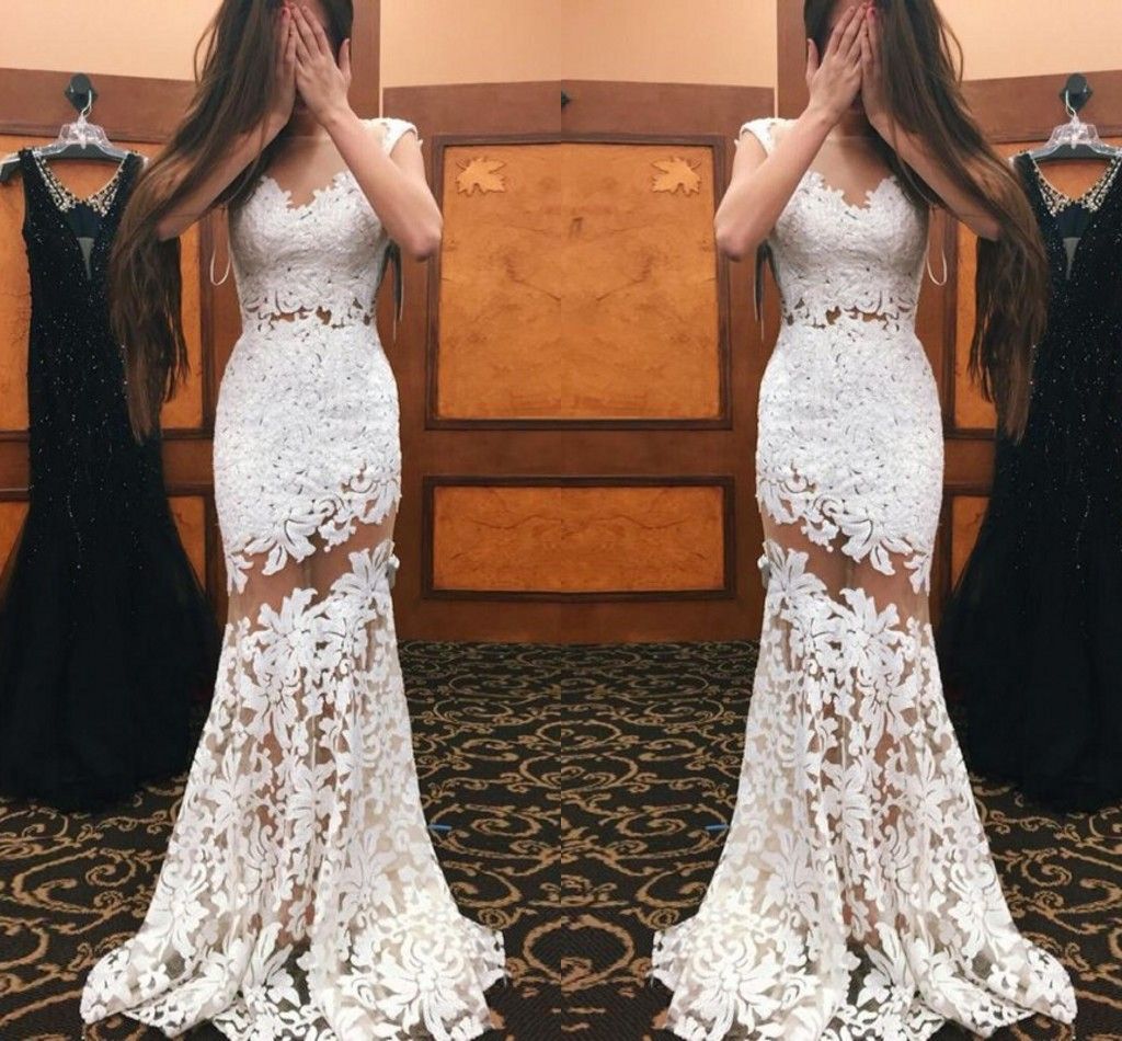 vestido de renda longo branco