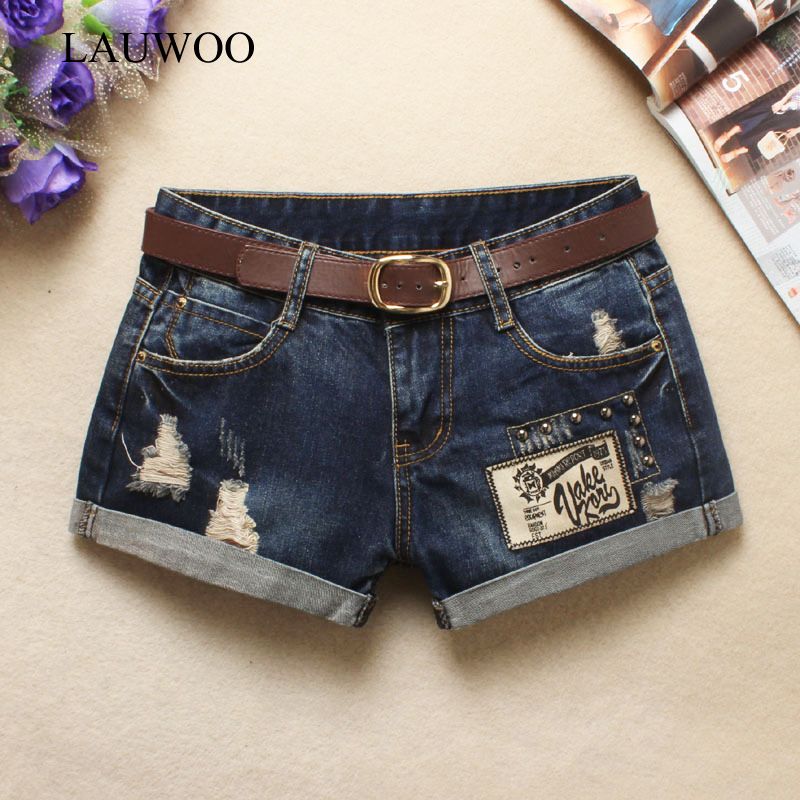 Acheter Lauwoo 2018 Summer Sexy Court Short Femme Denim Shorts Retro Patch Shorts Noir Rivet Jean Taille Basse Shorts Sans Ceinture S916 De 17 29 Du Ruiqi01 Dhgate Com