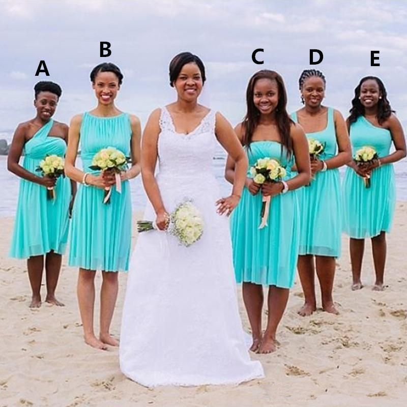 turquoise knee length bridesmaid dresses