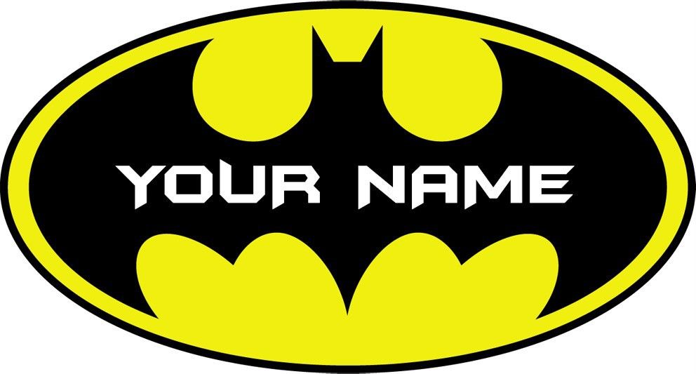 LARGE PERSONALISED  BATMAN LOGO FOREVER FONT WALL ART STICKER TRANSFER DECAL