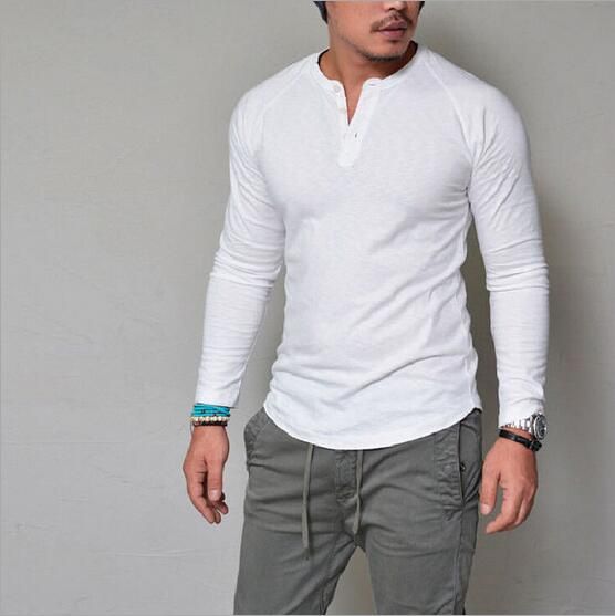 camiseta manga larga con botones hombre