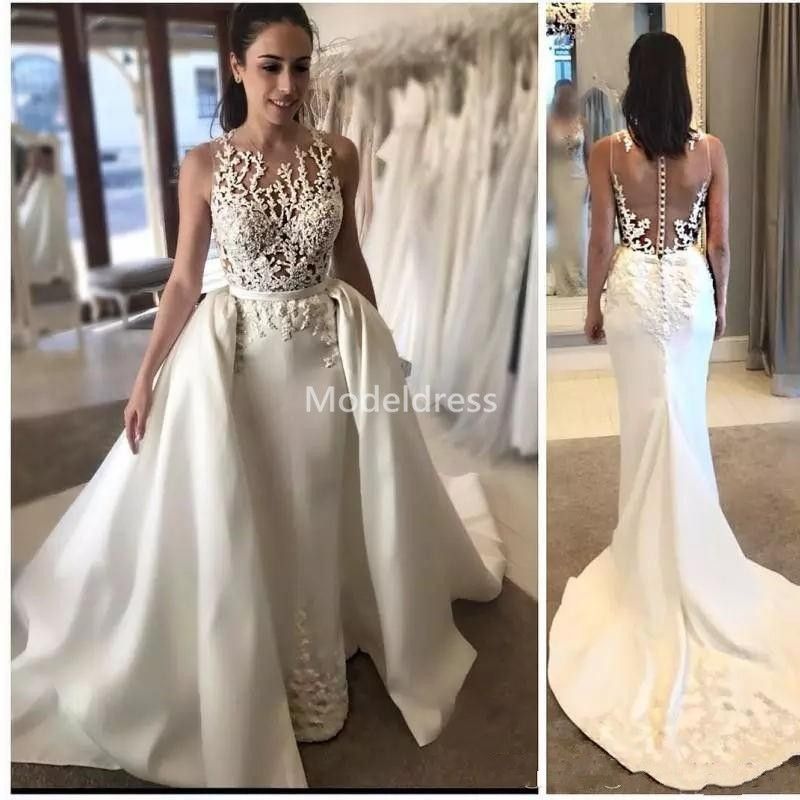 Nuovi Abiti Da Sposa A Sirena Con Gonna Rimovibile 2019 Applicazioni Collo  Nudo Illusion Back Overakirts Abiti Da Sposa Vestido De Novia  Personalizzato Da 126,79 € | DHgate Italy