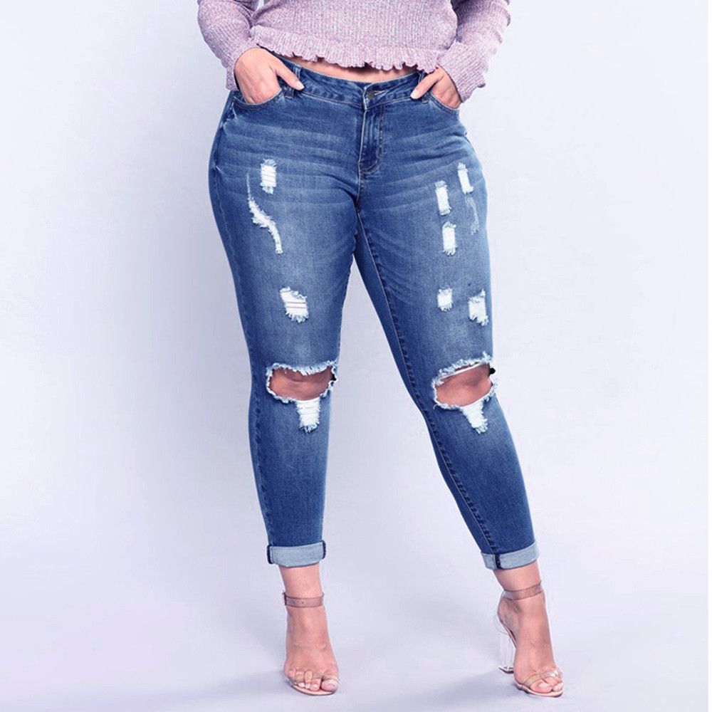 Acquistare Jeans Strappati Da Donna Taglie Forti Jeans Stretch Strappati  Jeans Aderenti Pantaloni A Vita Alta Jeans Da Donna Economico | Consegna  Veloce E Qualità | It.Dhgate