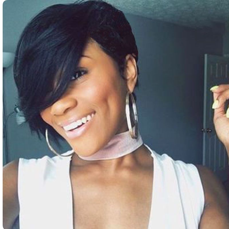 Hotkis High Density Human Hair Short Cut Long Bangs Glueless Bob