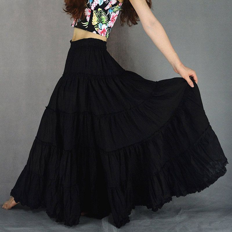 black boho maxi skirt