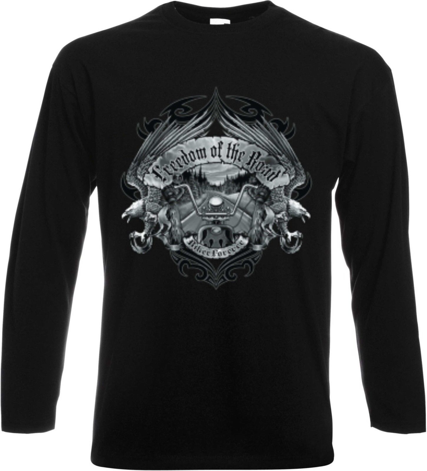 Long Sleeve//Long Sleeve Shirt Black Biker Chopper Hd/&vtwinmodell Freedom of the