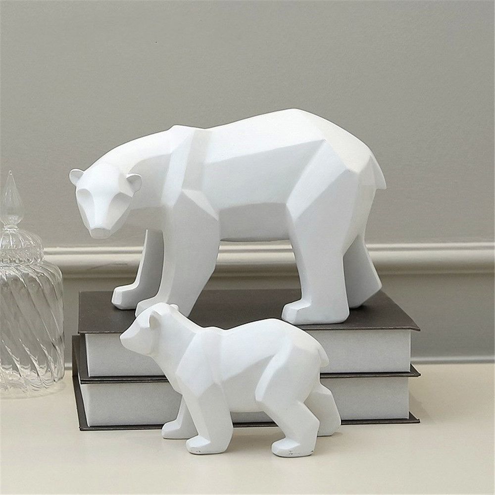 grand R/ésine Abstraite Blanc Ours Polaire Sculpture Figurine Artisanat D/écor /À La Maison D/écor G/éom/étrique R/ésine Faune Ours Statue Craft