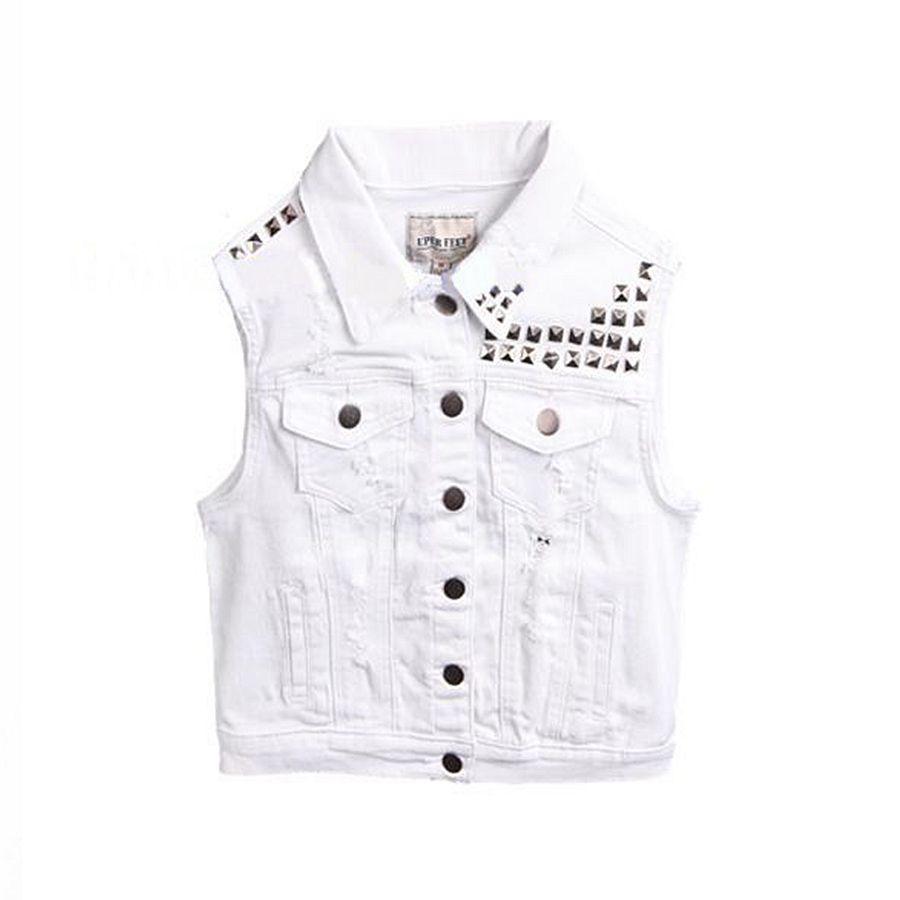 white jean vest