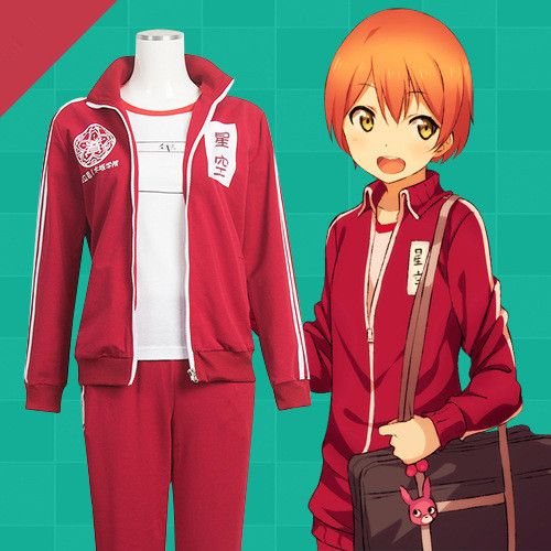 Tamaño asiático Japón Anime LoveLive Hoshizora Rin Red Girl Cosplay Ropa deportiva Uniforme escolar Conjunto completo Tamaño asiático Japón Anime LoveLive Hoshizora Rin Red Girl Cosplay Ropa deportiva Uniforme escolar Conjunto completo