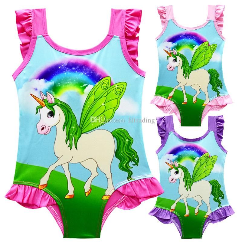 2020 Baby Unicorn Print One Piece 2018 Summer Kids Unicorn Swimwear Cartoon Bikinis Girls Swimsuit C4278 From Angela918 5 11 Dhgate Com