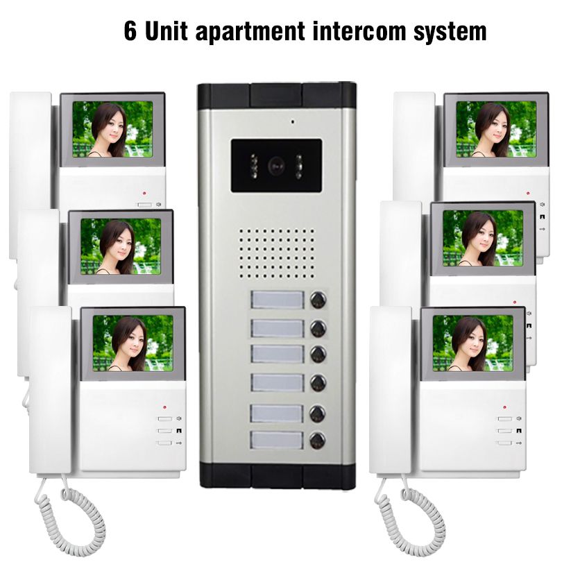 afdeling Spelling moed 6 Eenheid Appartement Video Deur Telefoon Intercom Systeem 4.3 "Visual Intercom For Apartments Video Deurbel Deurphone Interphone Kit afdeling Spelling moed 6 Eenheid Appartement Video Deur Telefoon Intercom Systeem 4.3 "Visual Intercom For Apartments Video Deurbel Deurphone Interphone Kit