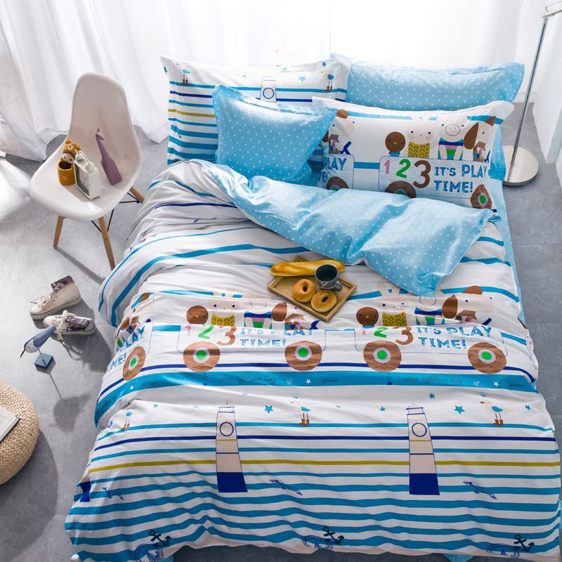 Striped Cartoon Kids Boys Bedding Set 100 Cotton Modern Queen Size Stripe Bed Duvet Cover Sheet Linen Pillow Pink Covers From