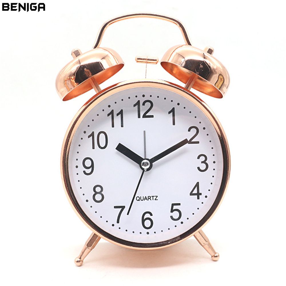 2020 4 Inch Rose Gold Alarm Desk Clock With Night Light Battery