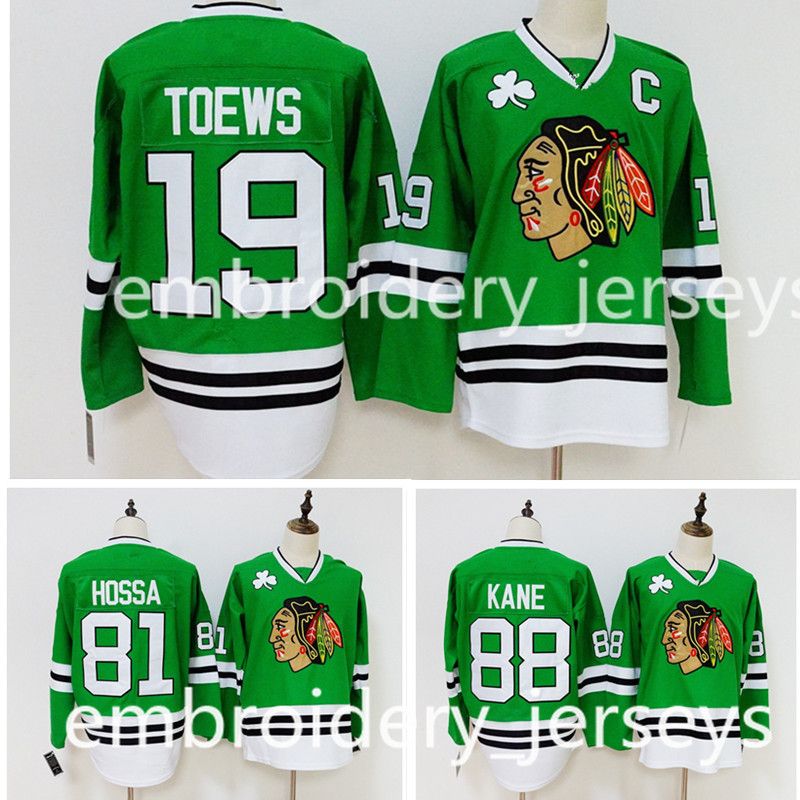 Grosshandel Nhl Hockey Chicago Blackhawks Trikot 19 Jonathan Toews 81 Marian Hossa 88 Patrick Kane Grun Hockey Trikots Von Champion Jersey 38 69 Auf De Dhgate Com Dhgate