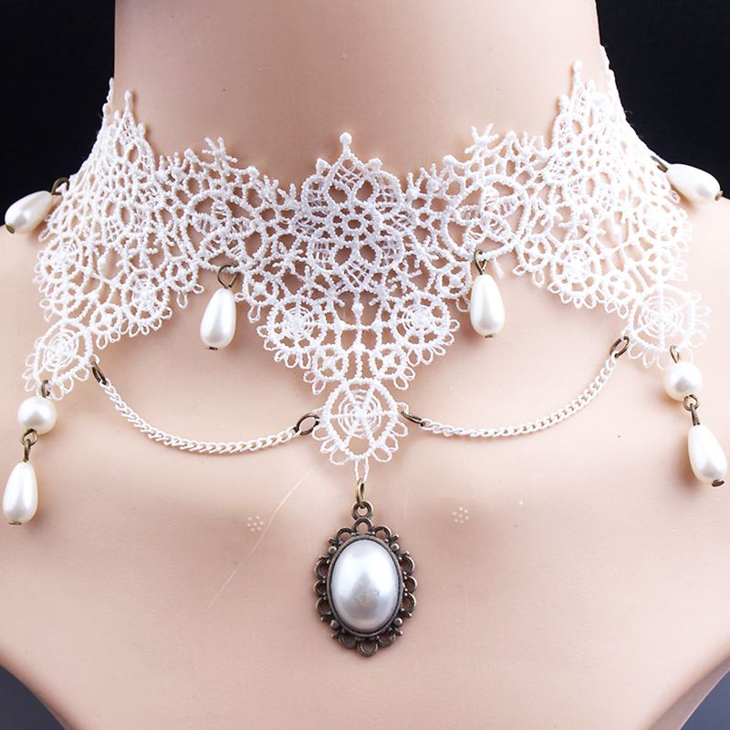 white silk choker