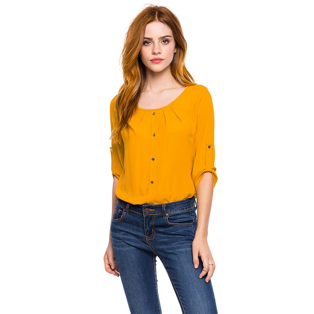 Compre Gamiss 2016 Moda Mujer Camisa De Gasa Elegante Cuello