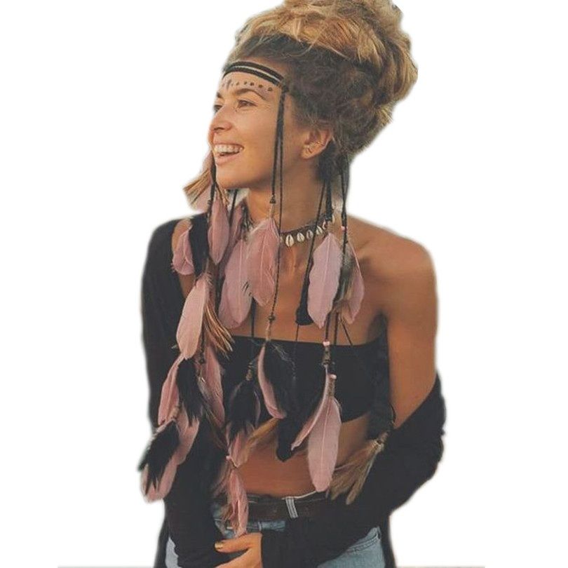 Haimeikang Festival Indian Headband Handmade Feather Headband