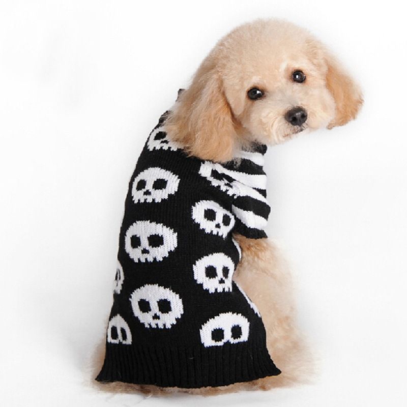 Tamaño XL Color Aleatorio Suéter de Punto Cuello de Tortuga para Perros y Gatos Disfraz de Perrito Estilo Halloween POPETPOP Ropa de Calabaza para Mascotas