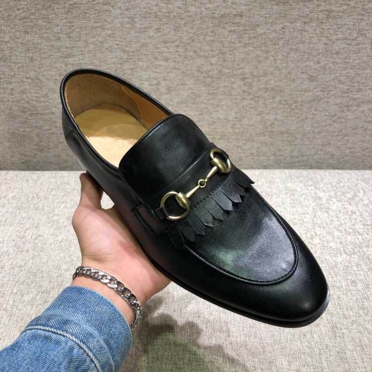 leather fringe horsebit loafer