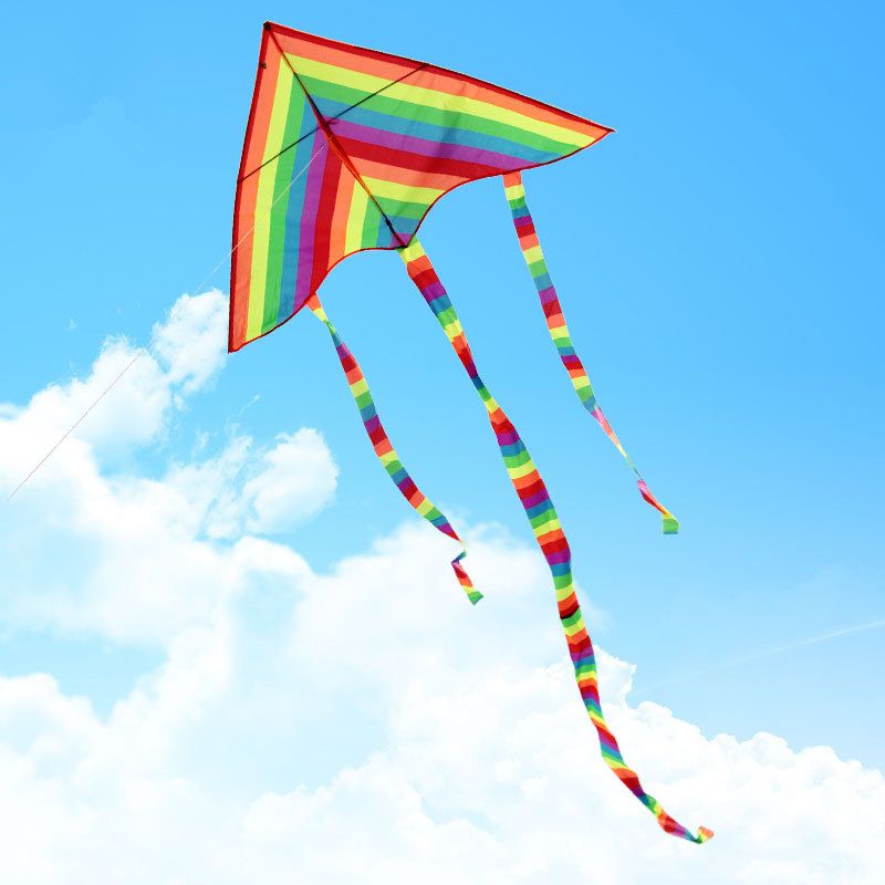 Colorful Rainbow Kite Long Tail Nylon Outdoor Kites Flying Toy for Children #cz 
