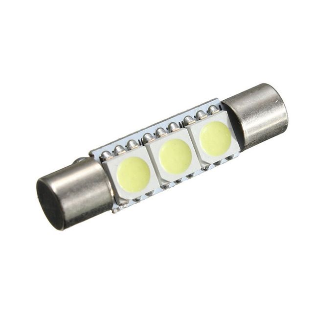 10X White T6 5050 29mm 3-SMD LED Bulb For Car Sun Visor Vanity Mirror Fuse Light