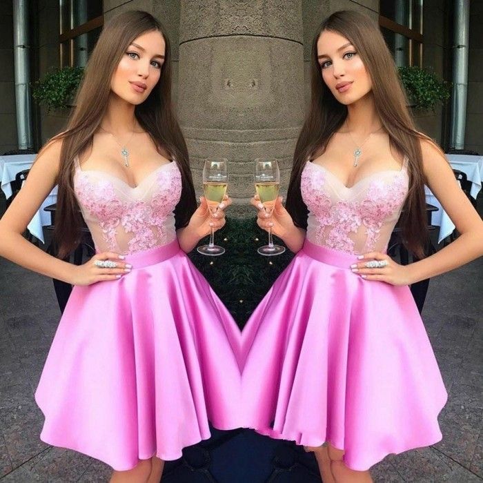Vestido Preto Hot Pink Querida Pescoço Mini Curto Homecoming Vestidos Lace Zipper Voltar Doce 16 Vestidos De Formatura Vestidos De Festa Robe De Retour Vestidos Colados De Weddingpalace, $380,19 | Pt.Dhgate.Com
