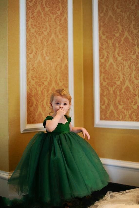 emerald green baby girl dress