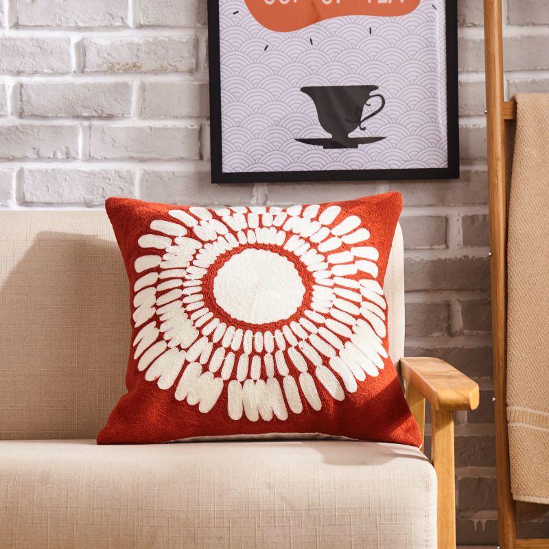 Yellow Sun Flower Euphoney Cushion Cover Embroidery Yellow stardard Yellow Sun Flower Euphoney Cushion Cover Embroidery Yellow stardard
