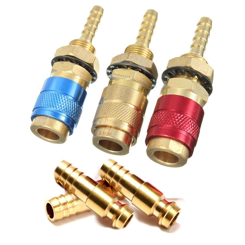 2 conjunto de gas & refrigerado por agua conector rápido para las piezas de metal antorcha TIG Soldador Nuevo 2 conjunto de gas & refrigerado por agua conector rápido para las piezas de metal antorcha TIG Soldador Nuevo