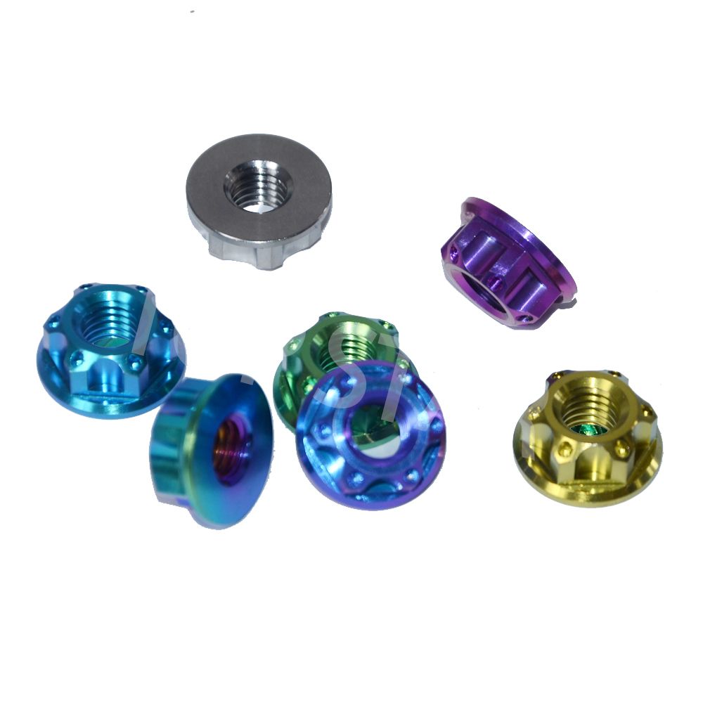 10pcs MTB Bicycle Motorcycle Titanium Ti Flange Nuts Bolts Screw Nuts M8 