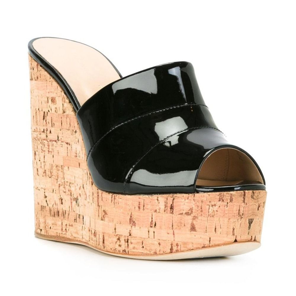 high heel cork wedges mules