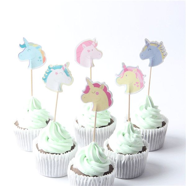 2019 Unicorn Theme Party Cake Cupcake Toppers Supplies Baby Kids