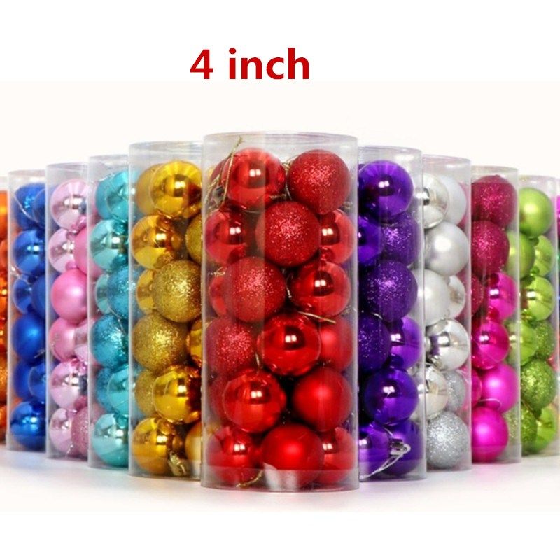Large Size 4inch Glitter Christmas Tree Ball Large Xmas Party Wedding Hanging Ornament Ball 0310