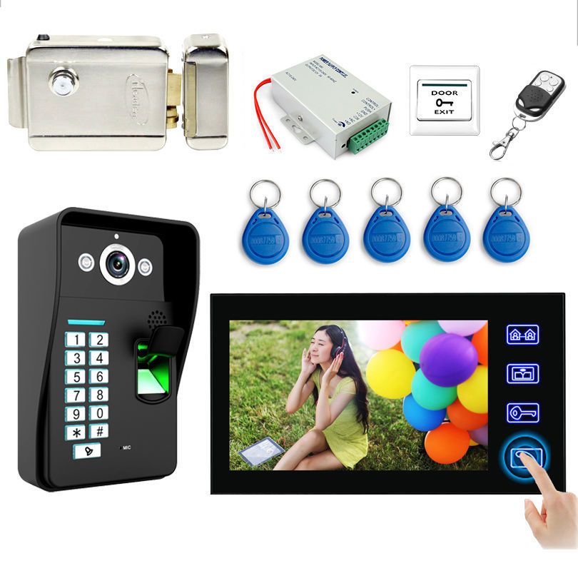 satin al 7 dokunmatik goruntulu kapi telefonu interkom sistemi parmak izi rfid keyfobs sifre elektronik kapi kilidi tl1 894 92 dhgate comda