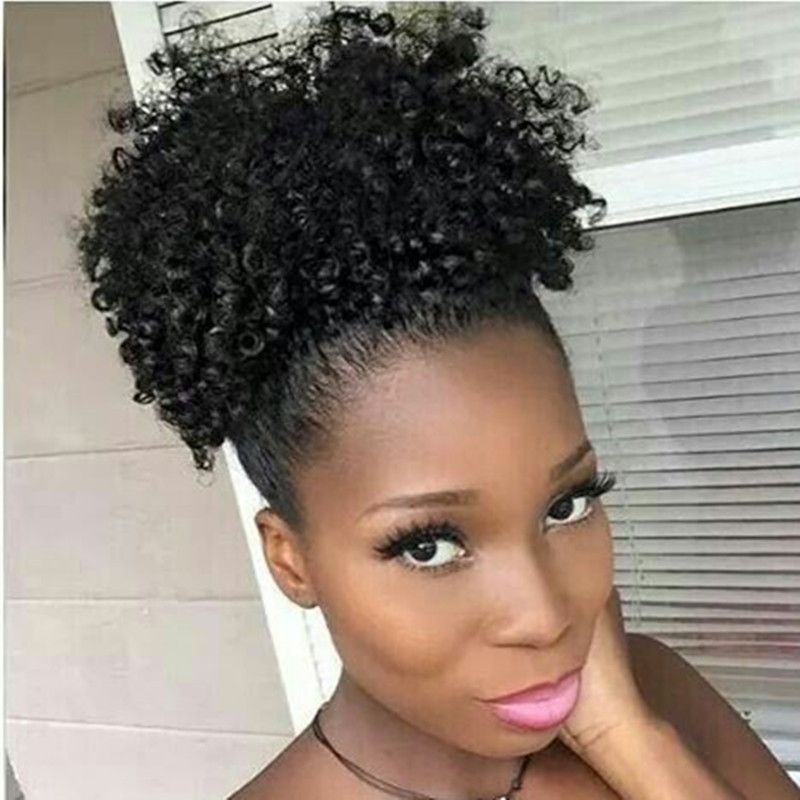 Hot Selling Afro Short Kinky Curly Ponytail Bun Cheap Hair 120g