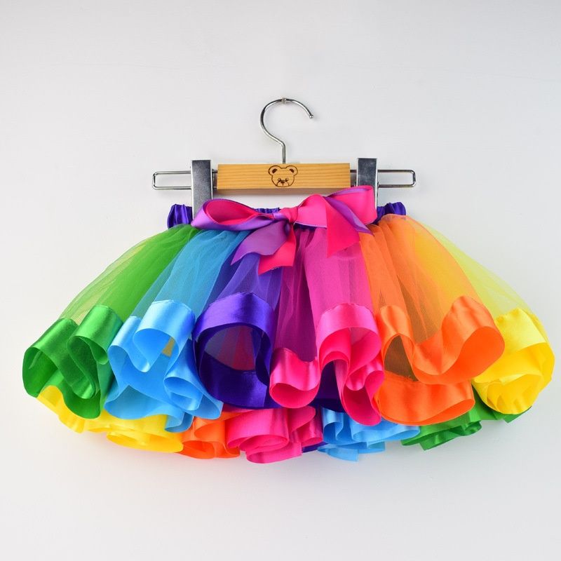 Women baby kid Girl Children Tutu Pettiskirt Princess Party Skirts Mini Rainbow