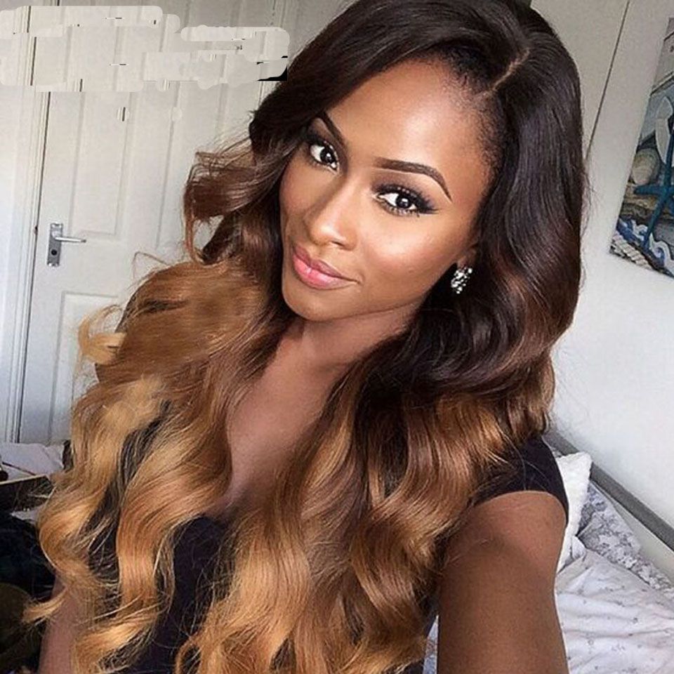 Mhazel Wavy 1b Ombre 30 Blonde 27 Three Tone Synthetic Wig Side