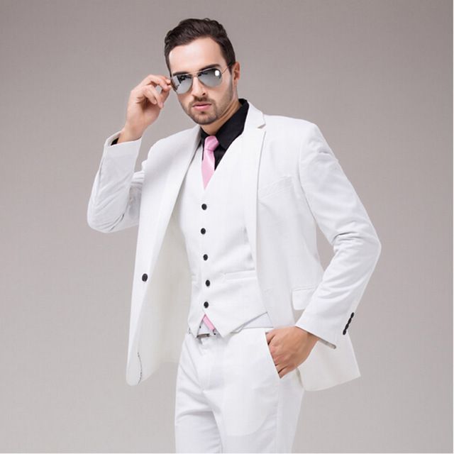 Compra Gran Lujo Para Hombre Optic Traje Blanco Chaqueta Pantalones Vestido  Formal Hombres Traje Para Hombre Trajes De Boda Novio Barato | Entrega  Rápida Y Calidad | Es.Dhgate